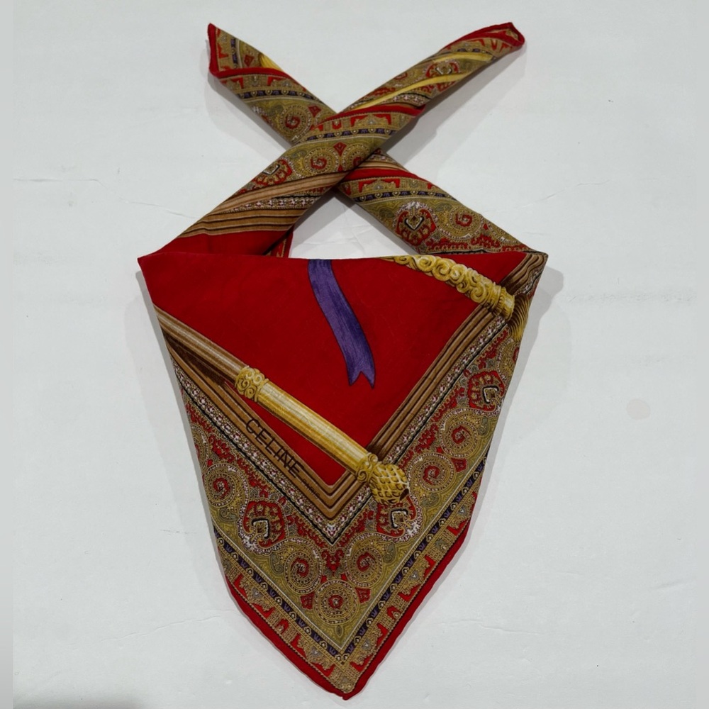 Celine Paris Vintage Handkerchief Women Bandana Paisley Cotton Square Scarf 20”